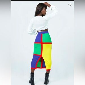 Princess Polly Lego Midi Skirt Multi Size 2 NWOT